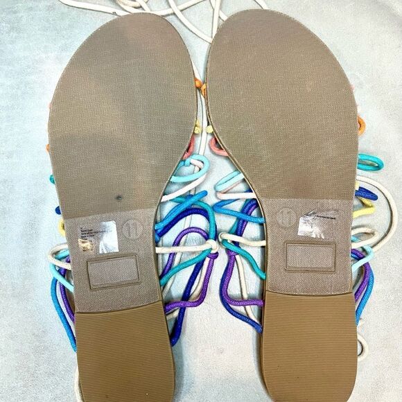 Gladiator Rainbow Tie Lace Up Sandal Shoe Size 11 - Picture 5 of 6